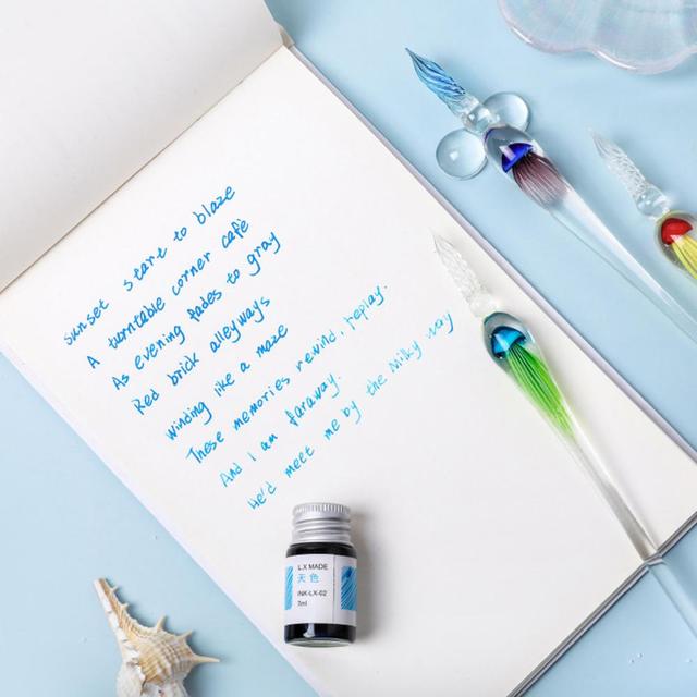 Dipping Pen Jellyfish Pattern Dip Pen 8 Styles Portable Chic Clear Glass  Calligraphy Pen Set - AliExpress